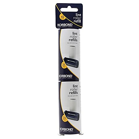Korbond 6m Lint Roller Twin Refill Pack Clothes, Furniture and Carpet. Removes Dust, Pet Hair and Fluff-42 Sticky Pre-Cut Paper Sheets , 21 count (Pack of 2) Cover