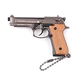 Genérico Llavero Pistola Beretta 92 en Miniatura, Réplica a Escala 1:3, Metal, 7,5 cm, con Cadena Metálica, colgante decorativo tirador para mochilas o llaves