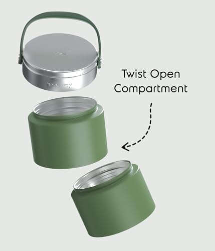 Image of Headway ZAO Insulated Heavy Duty Lunchbox-2 Year Warranty Double Wall Insulated-Matte Green 750 ML | Free Foldable Stainless Steel Spoon | Pickle Box | Hot for 6 hrs & Cold for 8 hrs