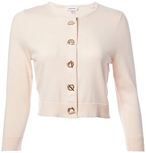 Calvin Klein Women's Three Quarter Sleeve Button Front Shrug, Blossom, L