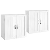 Yaheetech 2PCS Kitchen Cupboard Storage Bathroom Wall Cabinets Organiser/Unit with Double Door and Adjustable Shelf White 59.5x31x59.7cm