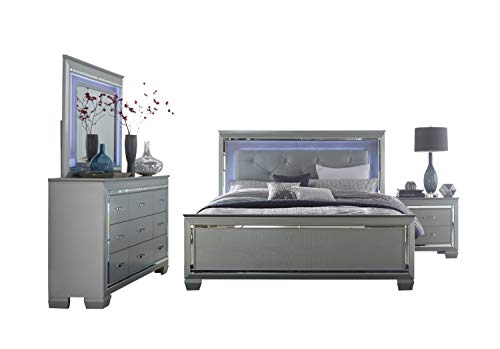 Allura 1916 Modern Queen Bedroom Set in Silver...