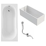 Schulte Badewanne Ozea, 170x75 cm, Komplett inkl. Wannenträger und Ablauf, aus hochwertigem Acryl in Weiß glänzend