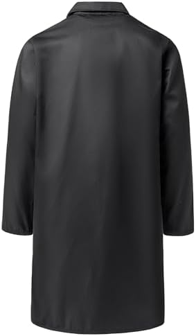 Mens Long Jacket Laboratory Coat Workwear Overcoat Adult LabCoat, Black, L