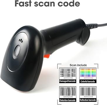Amazon | ハンドヘルド USB バーコード スキャナー 有線 自動 1D