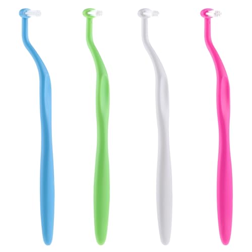 ElevateTech 4 unidades Tuft Cepillo de dientes ortodoncia cepillo de dientes con extremos, ultrasuave, cepillo de dientes interdental para aparatos dentales, retenedor, implantes dentales, limpieza