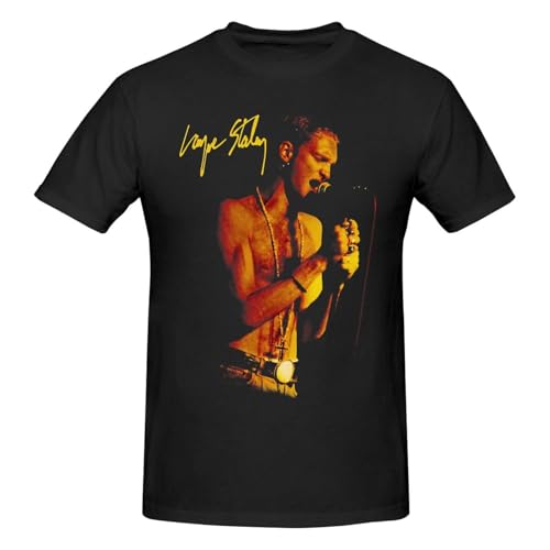 Layne Music Staley Shirt Men's Standard Short Sleeve T-Shirt Youth Versatile Top Black Large