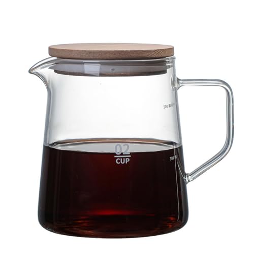 VOBOR Carafe à Café en Verre, 500ML Carafe Transparente Isolée avec Couvercle, Verseuse Cafetiere pour Thé, Café, Eau