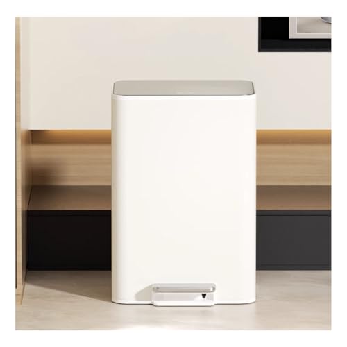 HOFUNTRE Cubo De Basura Cocina Con Pedal ，Cubo Basura Apertura Pedal，Se Puede Utilizar En Diversas Escenas, Como Hogar, Cocina, Estudio O Dormitorio, Restaurante(White,23L)