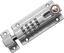 NIVAOBI Combination Locking Bolt 4 Digit Sliding Lockable Padbolt 120mm Heavy Duty Stainless Steel Sliding Gate Lock with Anti-Tamper Screws Security Keyless Latch Bolt Lock for Sheds Cabinet
