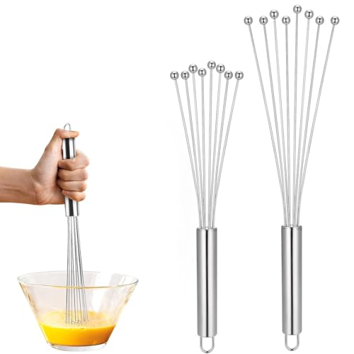 2 Pcs Fouets En Acier Inoxydable Pour La Cuisine,Petit Fouet Cuisine Portable Fouet À Bille En Acier Inoxydable Professionnel,Fouet Cuisine,Fouet,Mini Fouet Cuisine,Pour Mixer,Cuire,Fouetter,Mélanger