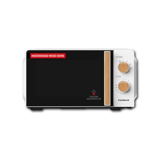 Corberó - Microondas | CMICG270WOODN | 20L | Potencia 700W | Descongelar y Calentar | Control Mecánico 5 Niveles | Temporizador 30 Min | Plato Giratorio 245mm | Blanco