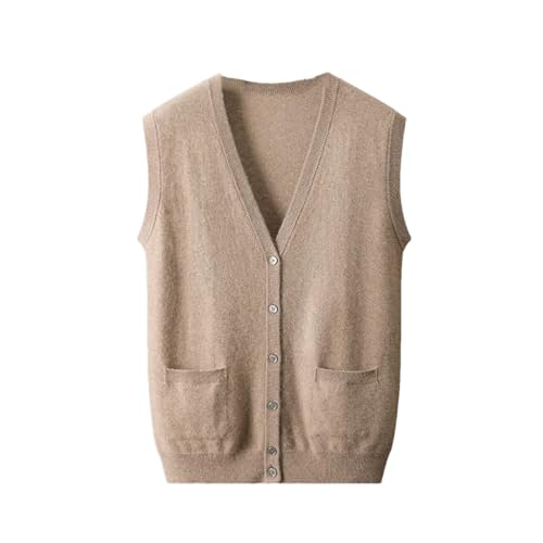 Men Spring Autumn Sweater Vest Cashmere Sleeveless V-Neck Cardigan Soft Warm Basic Knitwear Tops