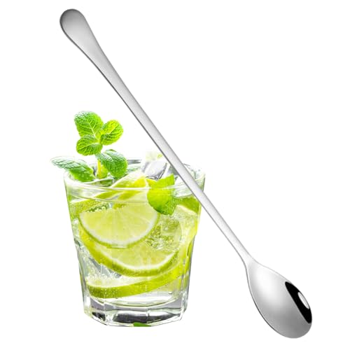 Latte Spoon Latte Spoons Stainless Steel Teaspoon Dishwasher Safe Long Handle Dessert Spoons for Sundae, Ice Cream, Iced Coffee 7.95 Inch