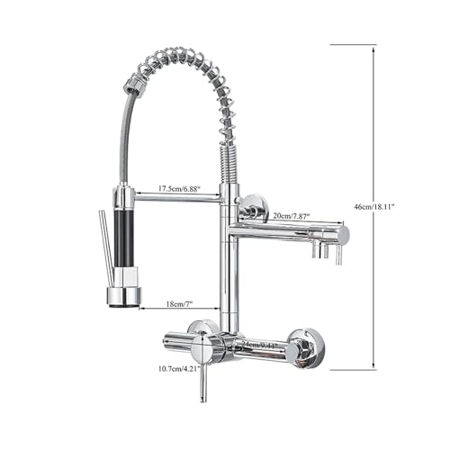 Grifo extensible de cocina de muelle cromado y níquel con agua caliente 2