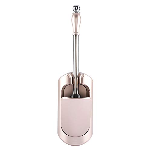 Image of Toilet Bowl Brush and Holder - Stainless Steel Handle Toilet Brush - Household Brush - Tool Set - for Home,Hotel,Bathroom (Rose Gold)