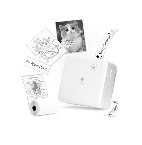 Image of Phomemo Mini Sticker Printer- Print Pods M02 Pro 300dpi Mini Pocket Printer, Sticker Printer Maker Thermal Label Machine for Photo Printing, Study Notes, DIYs, Travel, Work and Study, Gift, White