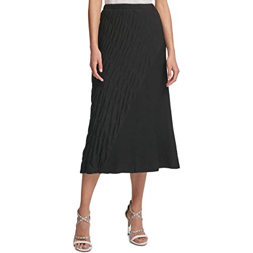 DKNY Womens Textured Drape Maxi Skirt Black