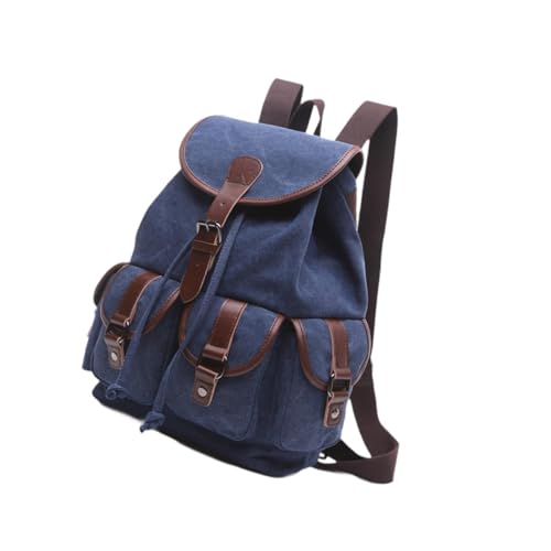 Hailong Ming Mochila de Lona, ​​mochila Escolar, Bolsa de Compras para Adolescentes, Estudantes Universitárias, Mochila para Livros, Mochila Escolar, Bolsa, Azul escuro