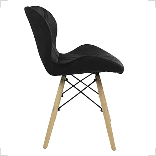 Cadeira Charles Eames Wood Eiffel Slim Veludo Preto