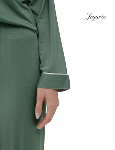 Image of Joyaria Women's Cooling Bamboo Viscose Pajama Set Long Sleeve Button Front | Hot Sleeper Comfort . Cooling Relief . Lightweight Feel for Sleeping & Lounging