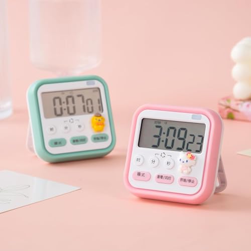Image of Digital Timer Clock with Stopwatch, 2 Alarm Modes with beep Alarm Sound, Kitchen Timer with Magnetic Stand |Timer Clock for Study Ideal for Cooking | Baking | Study, Gym, Kitchen, (Pink)