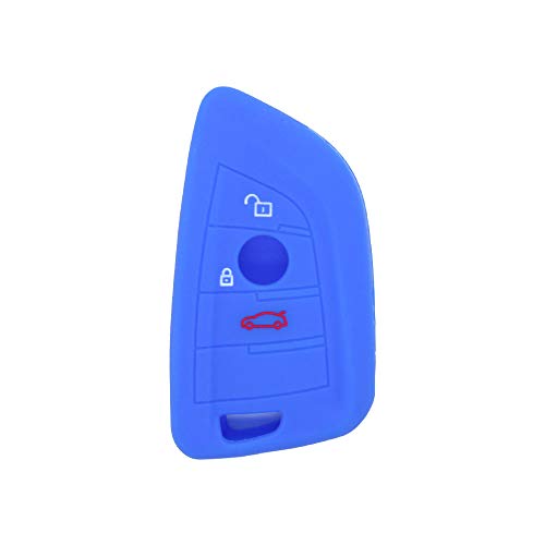 BROVACS Silicone Cover Protector Case Holder Skin Jacket Compatible with BMW X5 X6 X1 5 7 Series 3 Button Smart Remote Key Fob CV9906 Deep Blue - Image 2