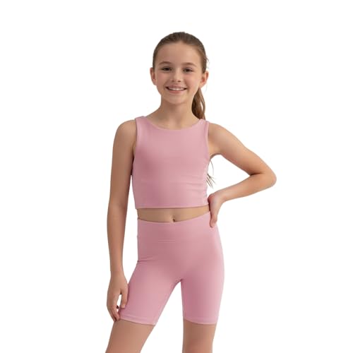 La Mejor Selección de Ropa deportiva para Niña para comprar hoy. 42 WELAKEN - Conjunto deportivo de 2 piezas para niñas y yoga, Rosa (Dusty Rose), 5 Años