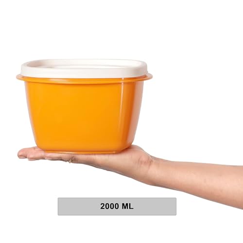 Image of Cutting EDGE Snap Tight Eco Plastic Container Set for Dry Fruits, Travelling, Pickle, Sauces, Spices, 12-Pieces (2 L, Orange)
