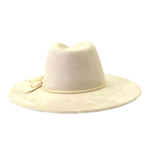 Image of Fedora Hats for Women Man with Big Wide Brim Classic Suede Panama Hat Western Outdoor hat