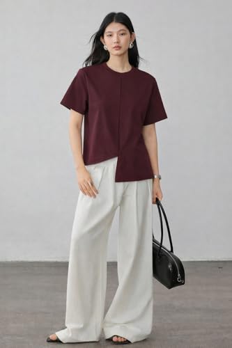 Image of Zilcon Woman Half Sleeve Round Neck Womens Tops Beach Vacation Fashion Clothes Casual Summer Spring Winter Fall Outfits Tops