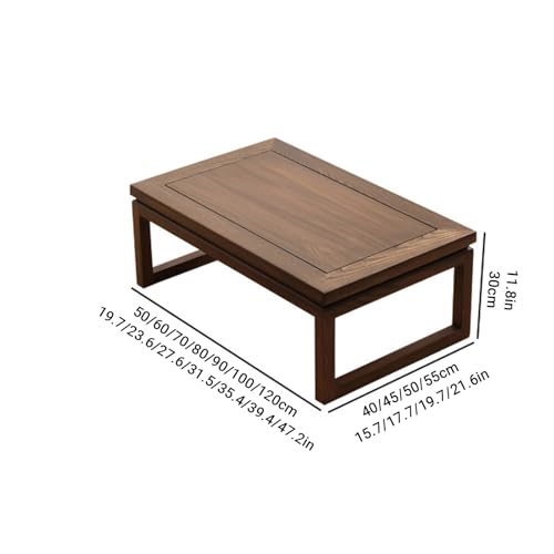 Table basse en bois massif d'orme meuble bas zen pour espace lumineux