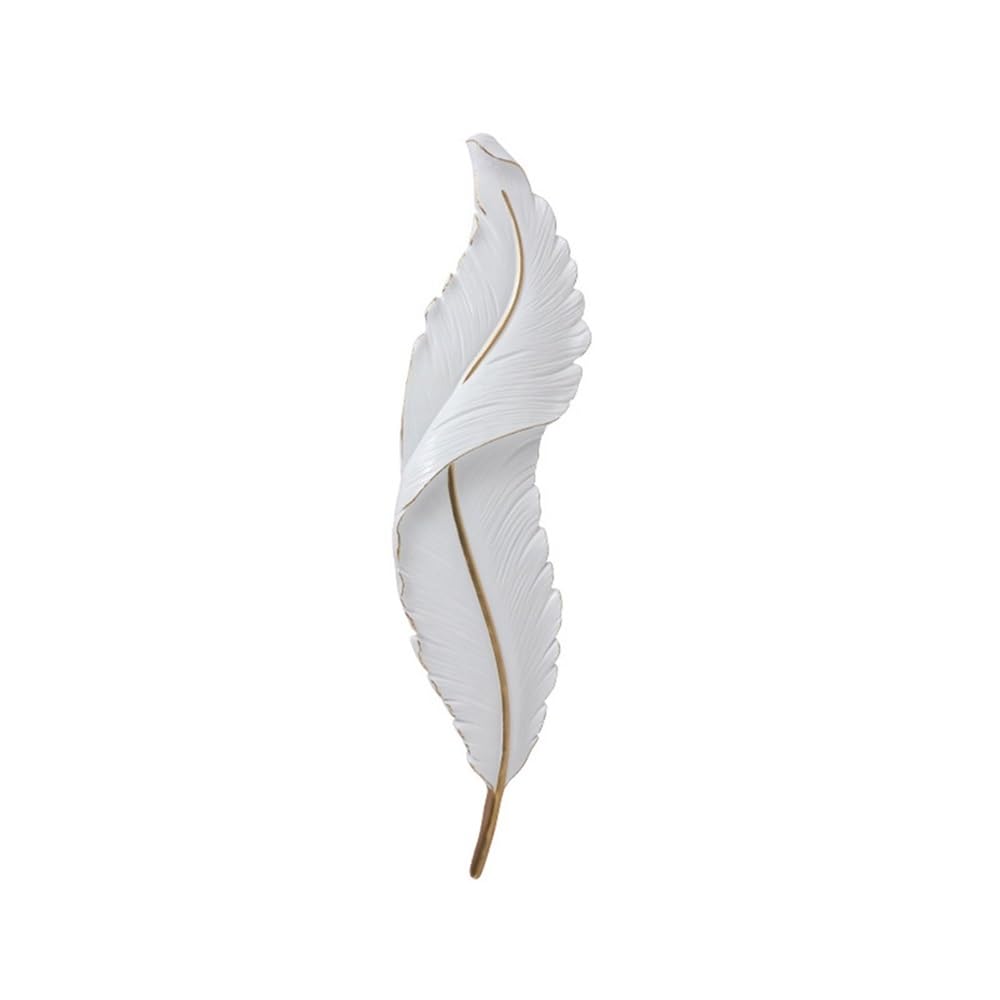 OZBMA Nordic Style Wall Lamp Feather-Shaped Resin Light LED Dimmable Sconce for Hallway Bedroom Restaurant Staircase Living Room(White,65cm/25.5inch)