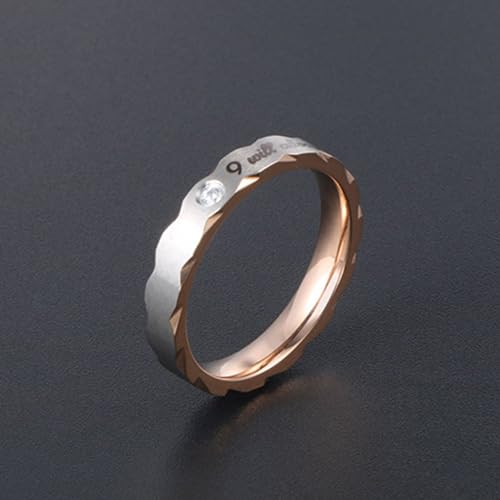 Promise Ring, Mens Women Stainless Steel Bicolor Promise Ring Engraved with "I will always be with you" CZ Ring for Him/Her3