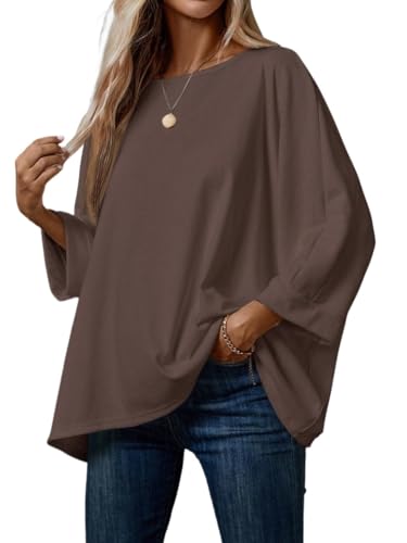 Womens Long Sleeve Knitted Oversized Blouse Top Solid Color Round Neck Casual T-Shirt