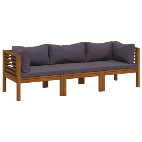 vidaXL Akazienholz Massiv Gartensofa 3-Sitzer mit Kissen Ecksofa Mittelsofa Sofa Lounge Gartenset Garten Garnitur Sitzgruppe Sitzgarnitur Gartenmöbel