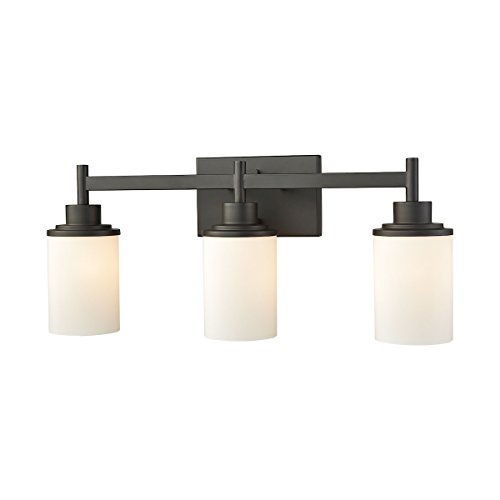 Get Special Price Thomas Lighting Belmar 3-Light for The Bath in Oil Rubbed Bronze with Opal White Glass, 6D x 22W x 9H, (CN575311)