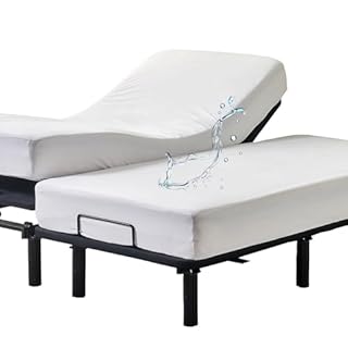 Kingnex Waterproof Split King Mattress Protector for Adjustable Beds Soft Cooling Bamboo Viscose Jersey Fitted Matress Cover