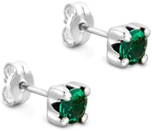 Orovi Gold Stud Earrings for Women - Solid 9k /375 White/Yellow Gold - with Ruby/Emerald/Sapphire/Cubic Zirconia - Hypoallergenic