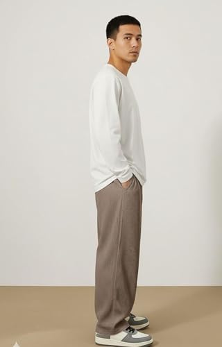 Image of INKKR Men's Polyester Causal Lightweight Elastic Waist with Drawstring Comfortable Loose Fit Trouser Pant