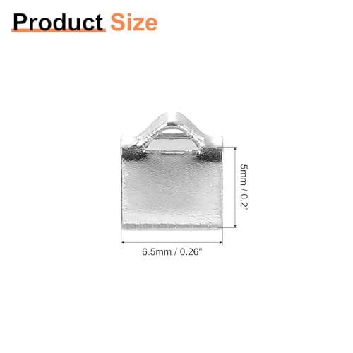 uxcell 90Pcs Ribbon End Crimp Clamps, Silver, 6.5mm/0.26