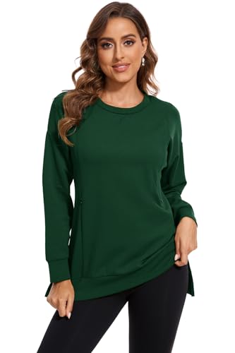 Image of Smallshow Women's Nursing Tops Sweatshirt Long Sleeve Side Split Breastfeeding Shirt