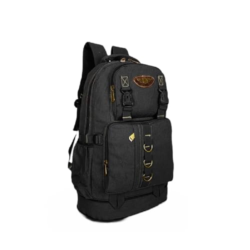Mochila Lona De Camping Acampamentos Reforçada Motoqueiro Viagem Trilha 50l (M01, Preto)