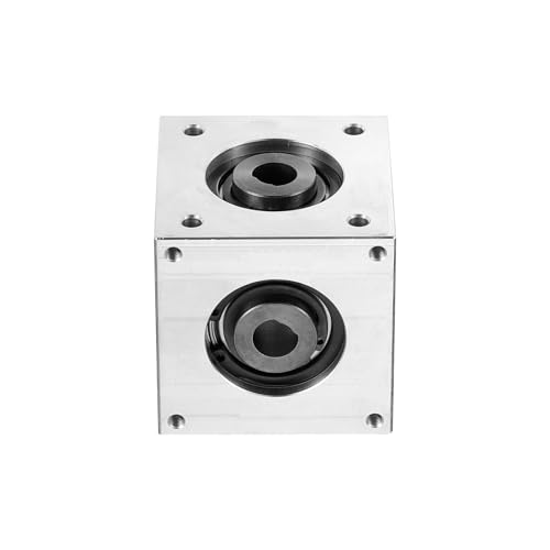 QUARKZMAN Getriebe 90 Grad Rechtwinkliges Kegelradgetriebe 1:1 Einfache Ausgangswelle 1 Modul 20 Zähne Kegelrad Aluminiumrahmen Einfaches Mechanisches DIY Modul 8mm Welle (D-Form Bohrung)