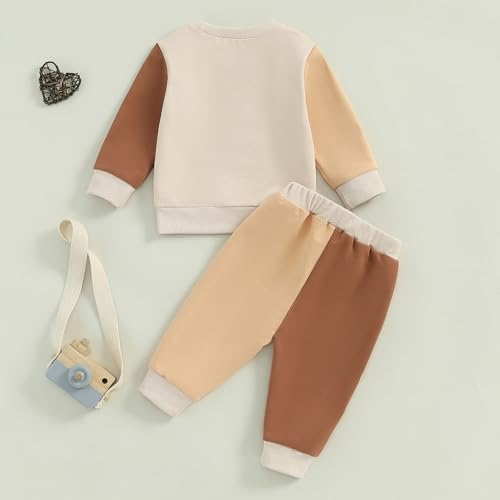 WZTYYDS Toddler Baby Boy Clothes Letter Print Long Sleeve Sweatshirt Tops Pants Sets Kids Fall Winter Contrast Outfit3