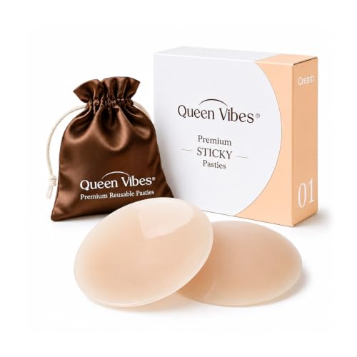 Image of QueenVibes Adhesive Silicone Nipple Covers, Reusable Pasties Skin Safe