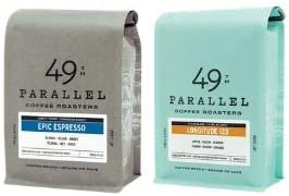 49th Parallel Coffee RoastersGourmet Coffee 2 Pack - Epic Espresso Whole Beans and 123 W Longitude Blend Filter Whole Bean Coffee
