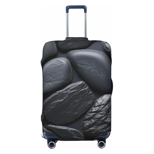 Travel Luggage Cover for Suitcase Tsa Approved, Washable Elastic Suitcase Protector, Black Stone Suitcase Cover Anti-scratch Baggage Cover Fits 22-24 Inch Luggage Sleeve Medium