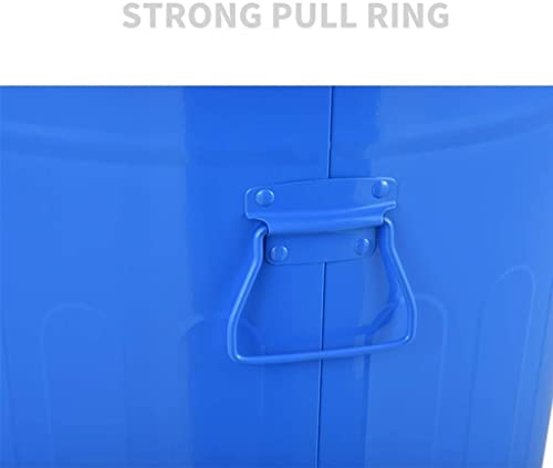 Oitto Trash Can Home Bedroom Round Iron Bucket Retro Industrial Style Trash Can Multiple Color Storage Bucket Outside Trash Can Bar Cafe Trash Can Can Trash (Color : 64L-Blue) #TOP2
