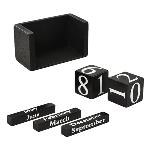 Calendário vintage de cubos de madeira, calendário perpétuo de bloco de madeira, exibição diária de